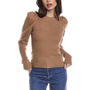En Saison Womens Puff Sleeve Ribbed Sweater